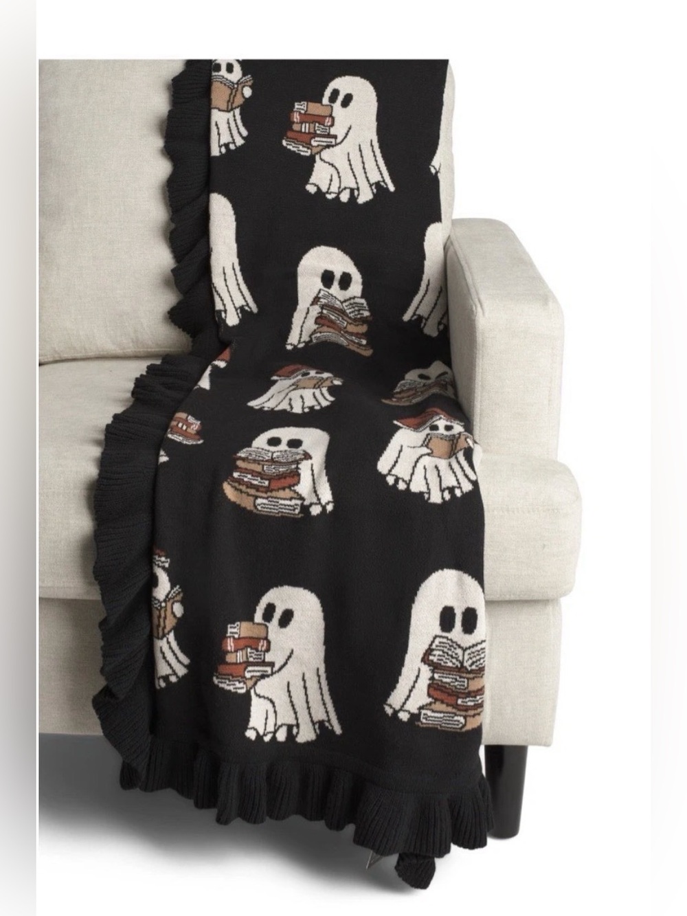 NEW Ghost Reading Books Reversible Halloween Throw Blanket | 50” x 70”